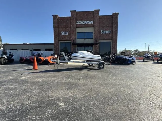 Slide: The Image of 2023 Yamaha WaveRunner SuperJet in white and black. - 2