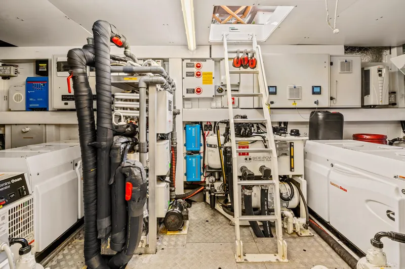 Slide: The Image of Engine room of a 2014 Sunseeker 75 Yacht with advanced machinery and equipment. - 42