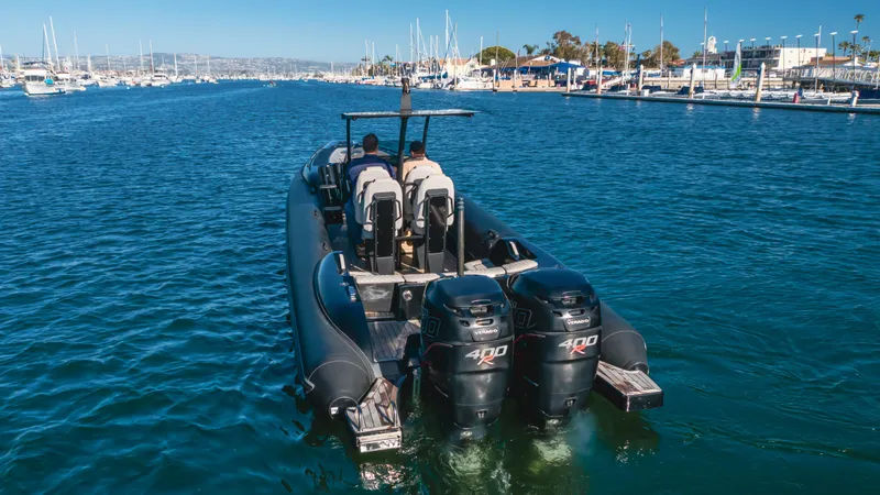 Slide: The Image of 2019 Technohull 34 Sea DNA 999 boat with twin 400 horsepower engines on the water. - 10