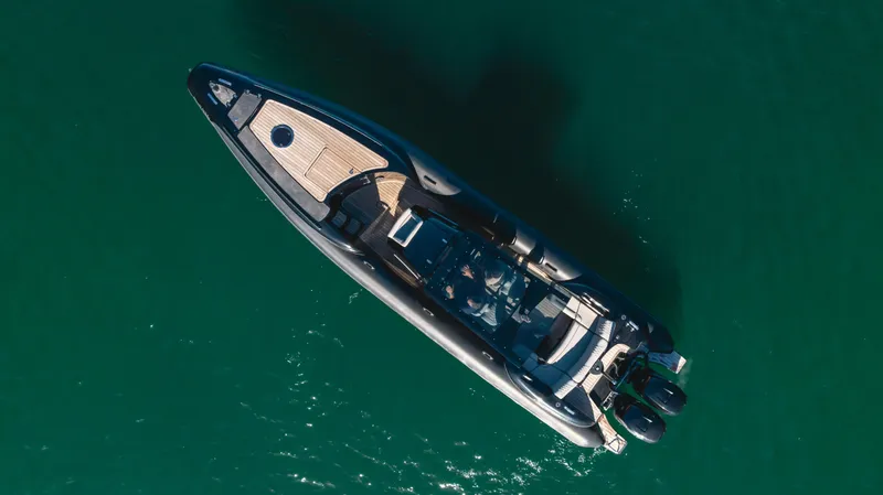 Slide: The Image of Aerial view of 2019 Technohull 34 Sea DNA 999 boat on water. - 7