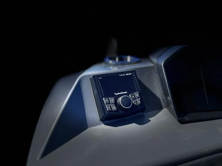 Slide: The Image of Close-up of the control panel on a 2024 Bennington S 20 SSR boat. - 22