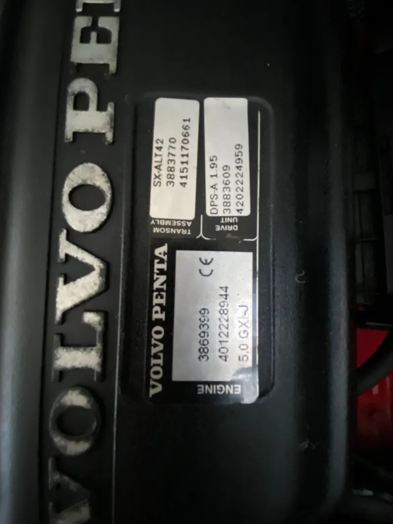 Slide: The Image of Volvo Penta engine label on a 2008 Larson Cabrio 240 boat. - 24