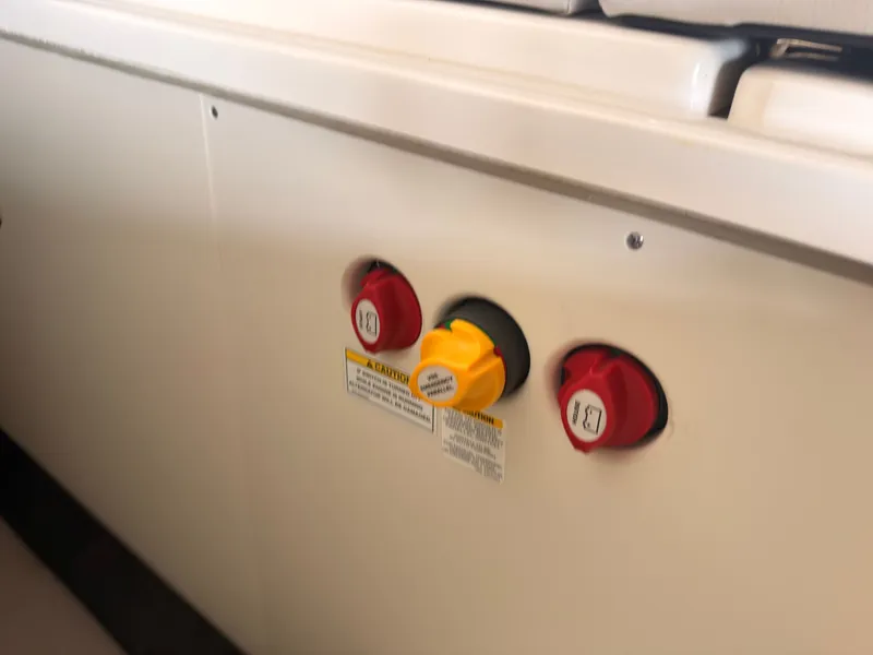 Slide: The Image of Close-up of switches on a Sea Ray SLX 260 Surf boat. - 12
