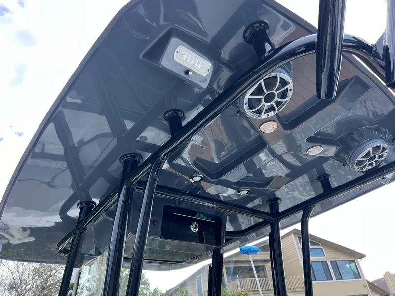 Slide: The Image of 2020 Crevalle 26 HCO Yamaha 300 T-top with speakers and lights. - 37