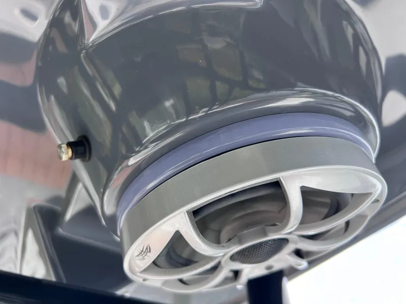 Slide: The Image of Close-up of a speaker on a 2020 Crevalle 26 HCO Yamaha 300 boat. - 38