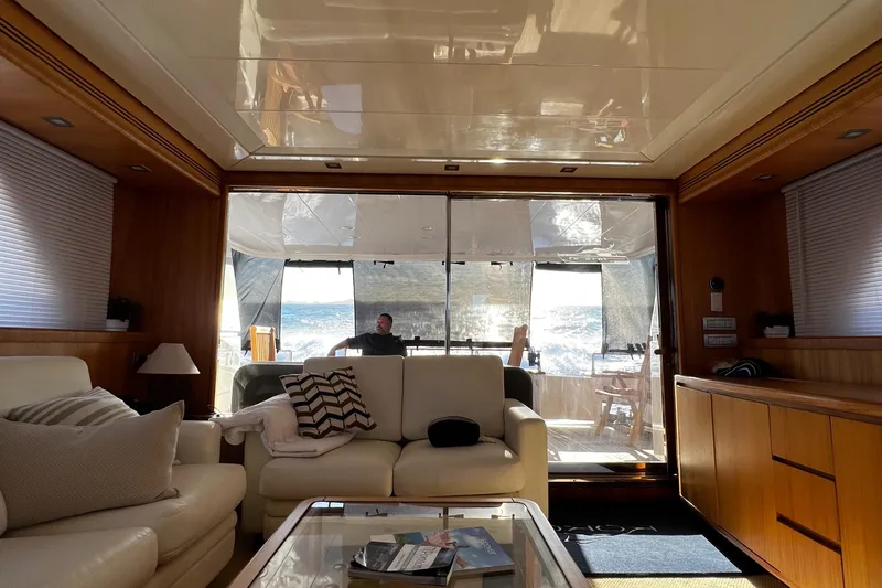 Slide: The Image of Interior of 2006 Sanlorenzo SL72 yacht with ocean view through large windows. - 3