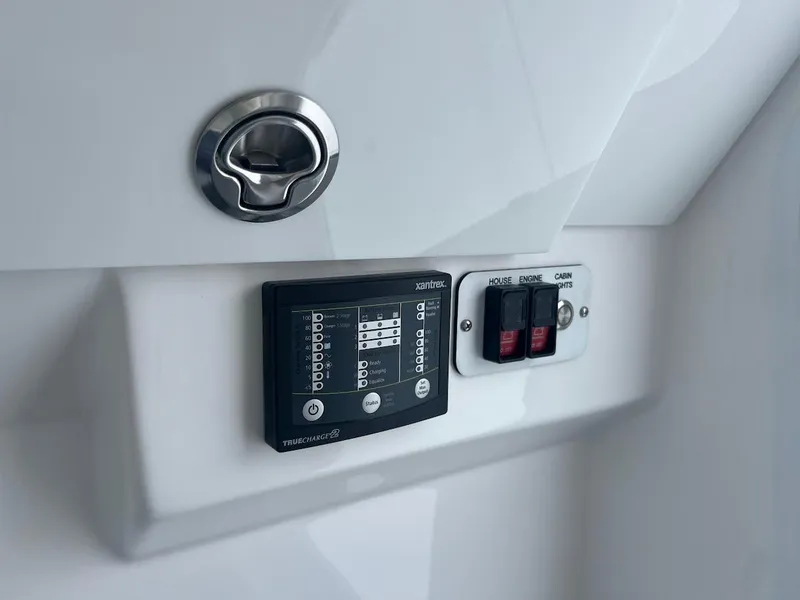 Slide: The Image of Control panel of 2024 Everglades 285 Center Console boat. - 28