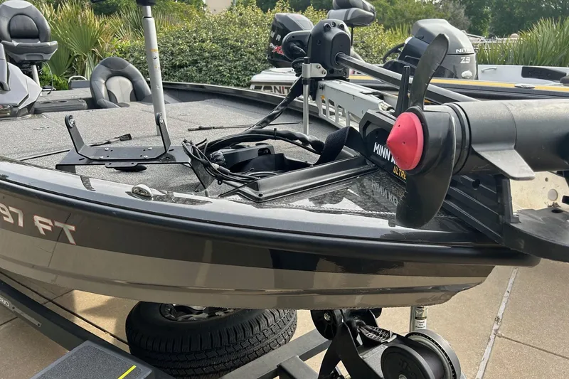 Slide: The Image of 2020 Vexus AVX1880 fishing boat with Minn Kota trolling motor on trailer. - 3