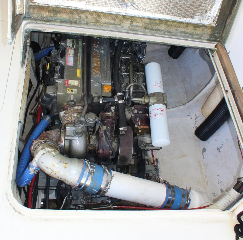 Slide: The Image of Engine compartment of a 1980 Bertram Sport Fisherman boat. - 14