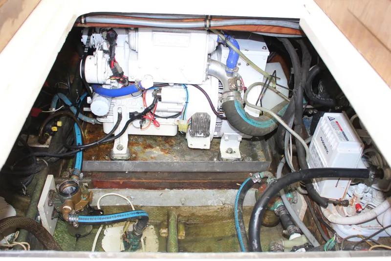 Slide: The Image of Engine compartment of a 1980 Bertram Sport Fisherman boat. - 15