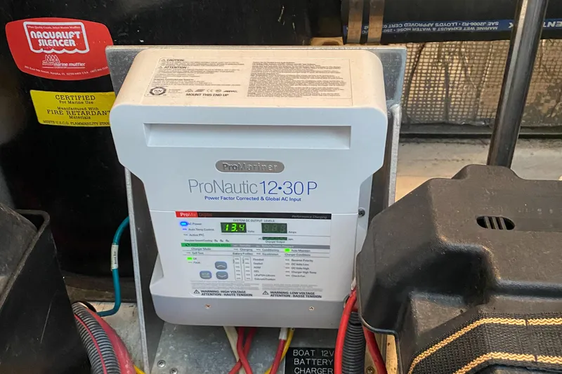 Slide: The Image of ProNautic 12-30P battery charger in 2006 Cruisers Yachts 370 Express engine room. - 35