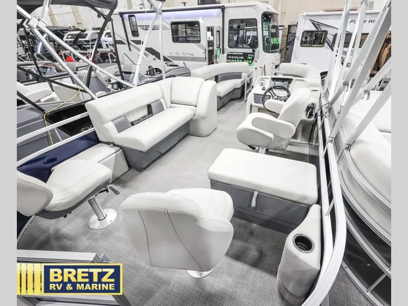 Slide: The Image of 2024 Vista Fish 20 boat interior with plush seating, showcased at Bretz RV & Marine. - 18