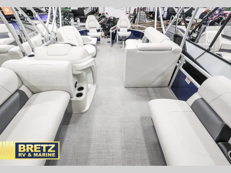 Slide: The Image of 2024 Vista Fish 20 boat interior with plush seating, showcased at Bretz RV & Marine. - 20