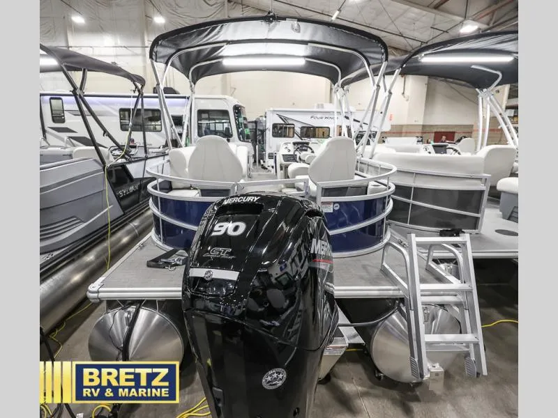 Slide: The Image of 2024 Vista Fish 20 pontoon boat with Mercury 90 engine at Bretz RV & Marine showroom. - 6
