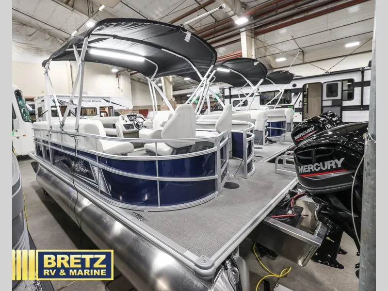 Slide: The Image of 2024 Vista Fish 20 pontoon boat with Mercury engine at Bretz RV & Marine showroom. - 7