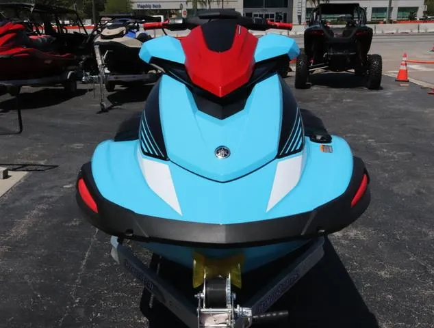 Slide: The Image of 2024 Yamaha Marine Waverunner VX Deluxe with Audio in cyan, showing open storage compartment. - 8