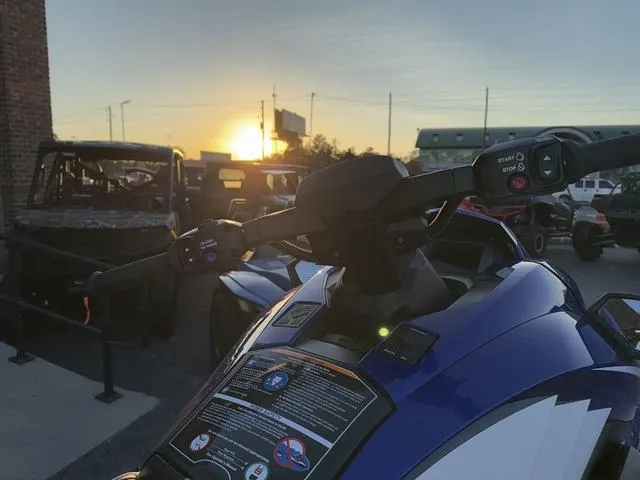Slide: The Image of 2024 Yamaha Marine Waverunner GP SVHO with audio, parked at sunset. - 9