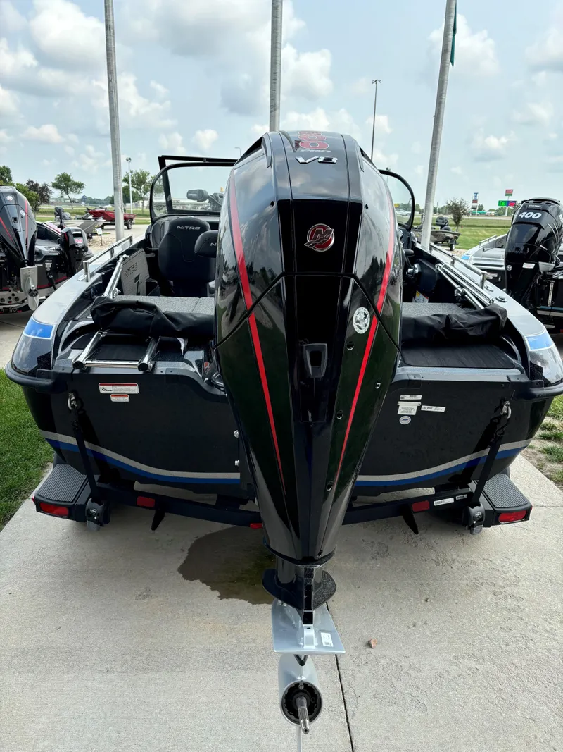 Slide: The Image of 2024 Nitro ZV19 Sport Pro boat with powerful outboard motor. - 3