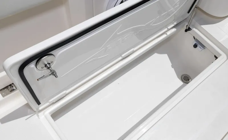 Slide: The Image of Open storage compartment on 2024 Blackwater 43 Sportfish boat. - 48