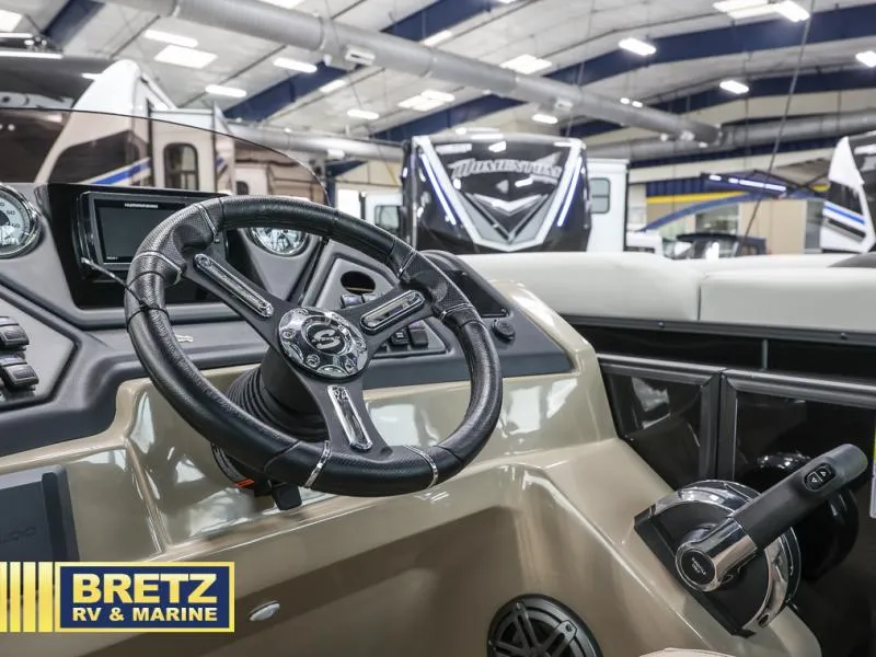 Slide: The Image of 2024 L-5 DLZ DH BAR boat steering wheel at Bretz RV & Marine showroom. - 7