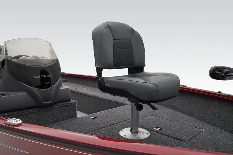 Slide: The Image of 2025 Tracker Super Guide V-16 SC boat interior with swivel seat and console. - 10