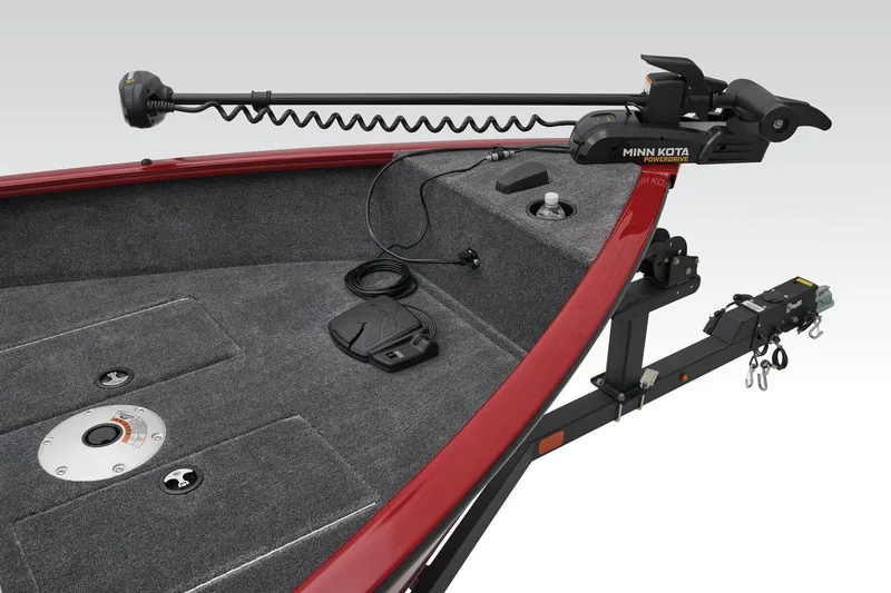 Slide: The Image of 2025 Tracker Super Guide V-16 SC boat with Minn Kota trolling motor. - 7