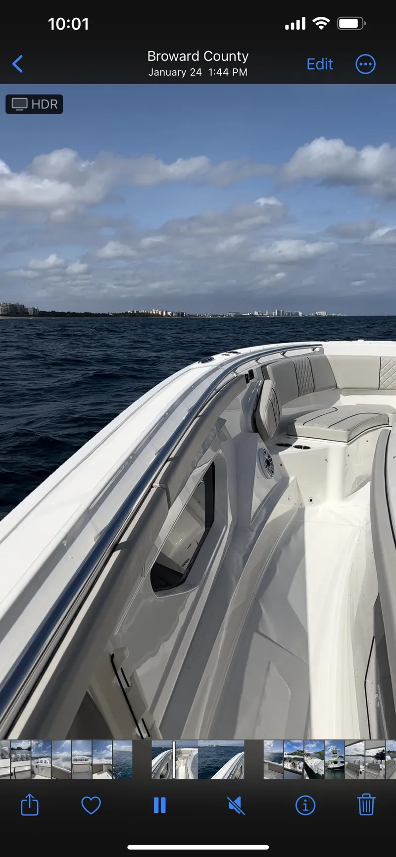 Slide: The Image of 2022 Pursuit S 428 Sport boat cruising in Broward County waters. - 10