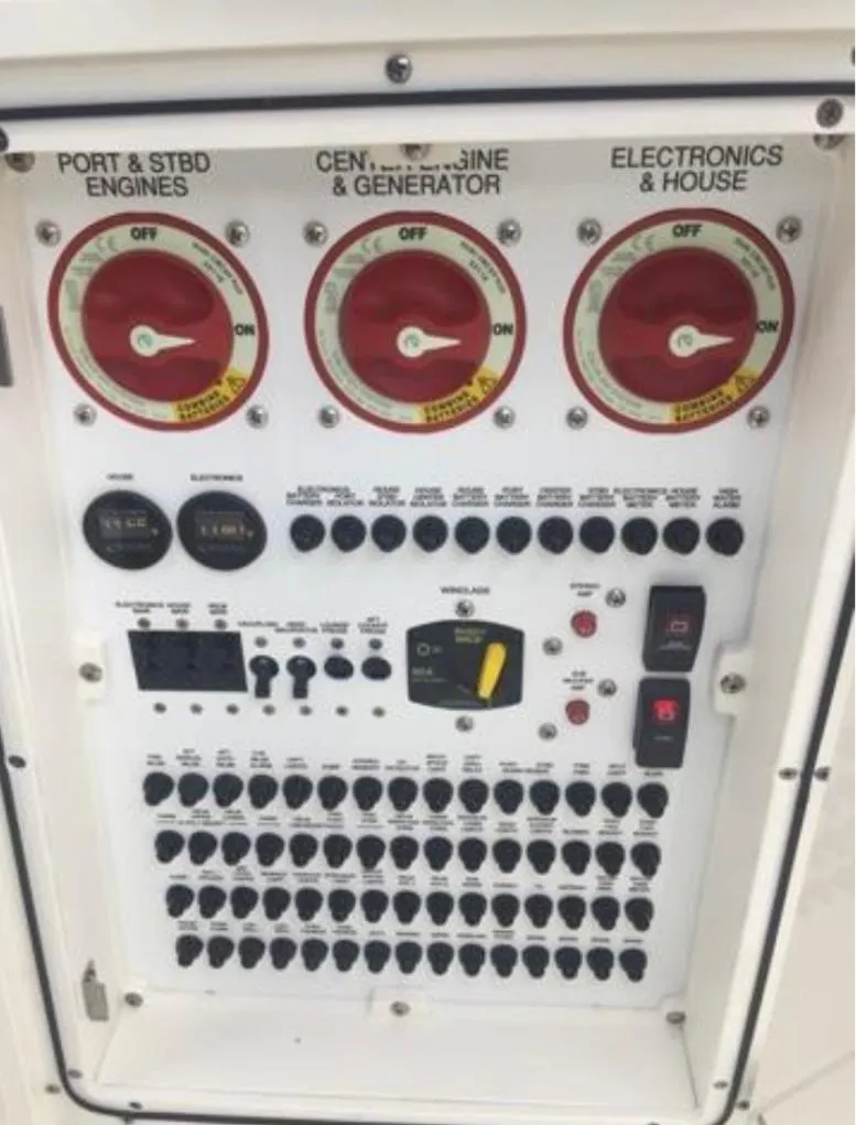 Slide: The Image of Control panel of a 2022 Pursuit S 428 Sport boat. - 27