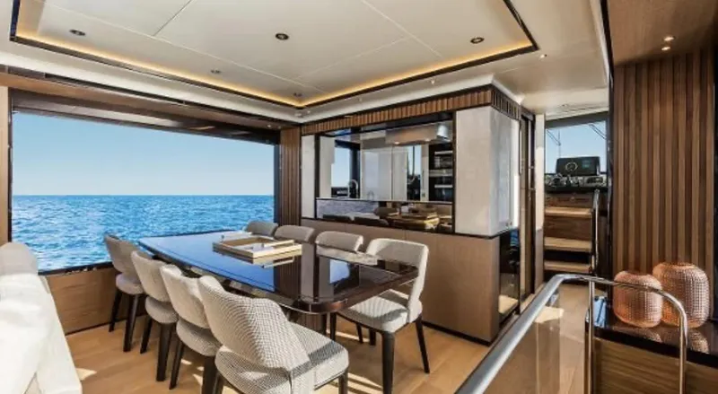 Slide: The Image of Luxurious interior of 2025 Absolute NAVETTA 75 yacht with ocean view. - 8
