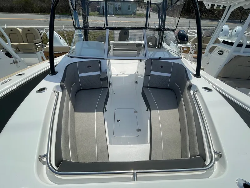 Slide: The Image of 2024 Sea Pro 240 Dual Console boat with spacious seating and modern design. - 3