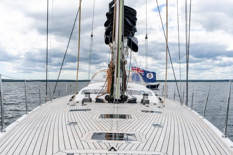 Slide: The Image of Nautor Swan 82S 2005 yacht deck with mast and ocean view. - 5