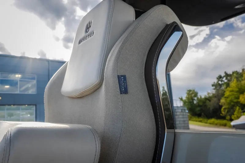 Slide: The Image of 2024 Invictus GT320S seat detail with logo, showcasing luxury design and craftsmanship. - 45