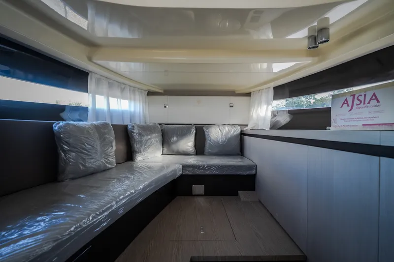 Slide: The Image of Luxurious interior of 2024 Invictus GT320S yacht with sleek seating and modern design. - 47