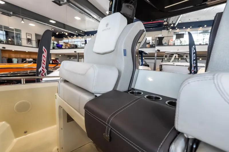 Slide: The Image of Luxurious seating on the 2024 Invictus GT320S boat, showcasing modern design and comfort. - 25