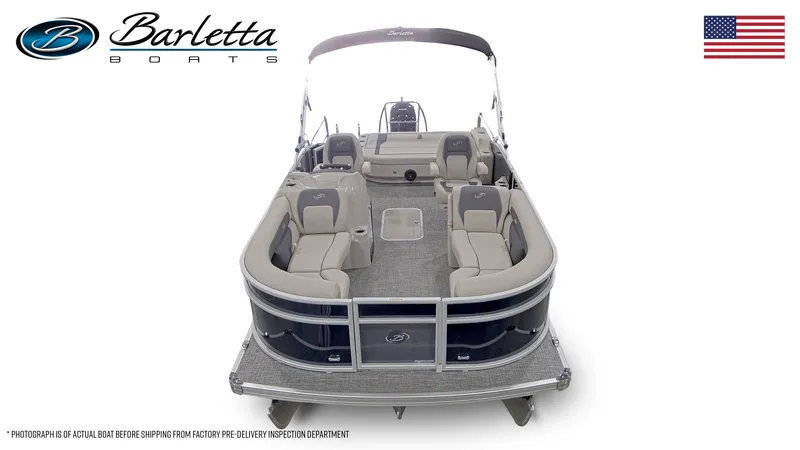 Slide: The Image of 2024 Barletta Aria Ultra-Lounge 22UC pontoon boat with spacious seating and modern design. - 7