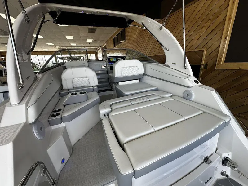 Slide: The Image of 2024 Regal 26XO boat interior with luxurious seating and modern design. - 3