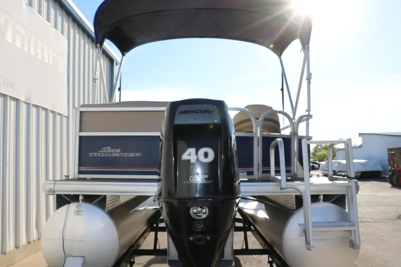 Slide: The Image of 2016 Sun Tracker Party Barge 18 DLX pontoon boat with Mercury 40 HP engine. - 4