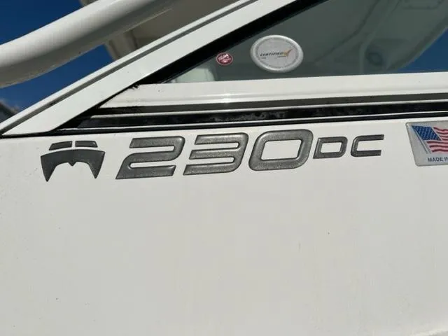 Slide: The Image of Close-up of 2021 World Cat 230DC boat model logo and emblem. - 4