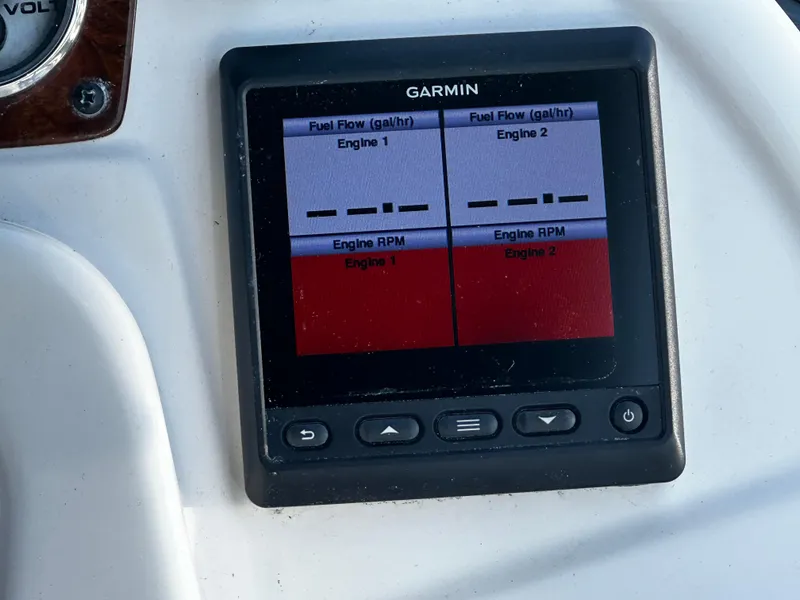Slide: The Image of Garmin display on 2000 Bayliner 3258 Ciera Command Bridge DX showing engine fuel flow and RPM. - 42