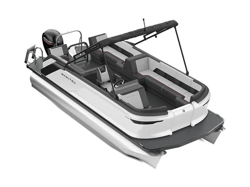 The Image of 2024 Manitou Cruise 20 Bench Tritoon boat with spacious seating and modern design. - 1