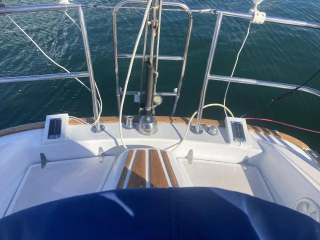 Slide: The Image of Cockpit view of a 1980 Sceptre 36 sailboat with nautical equipment. - 20