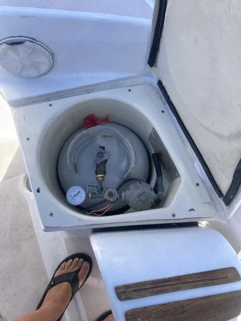 Slide: The Image of Propane tank compartment on a 1980 Sceptre 36 boat. - 27