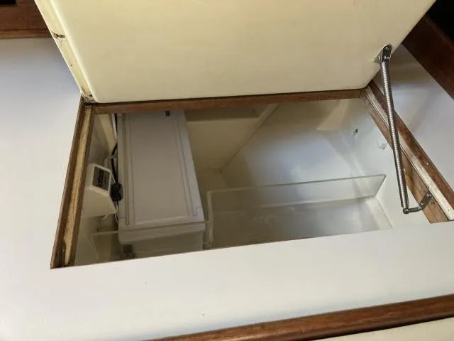 Slide: The Image of Hidden storage compartment in 1980 Sceptre 36 boat. - 7