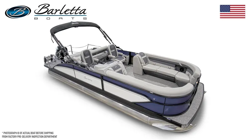 Slide: The Image of 2024 Barletta Cabrio C24UC pontoon boat with spacious seating and modern design. - 4