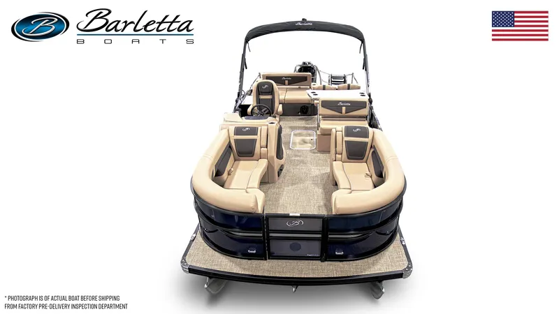 Slide: The Image of 2024 Barletta Cabrio C24UE pontoon boat with luxurious seating and modern design. - 5