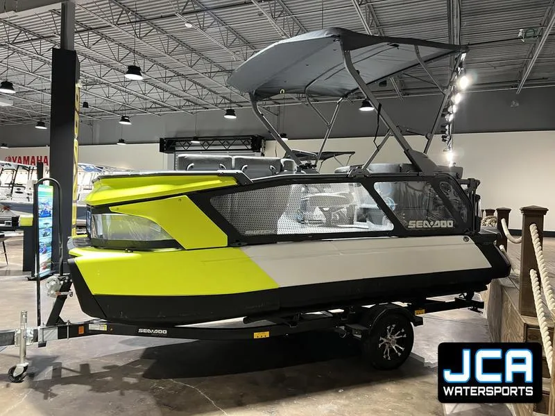 The Image of 2023 Sea-Doo Switch Cruise 18-170 pontoon boat on display at JCA Watersports. - 1