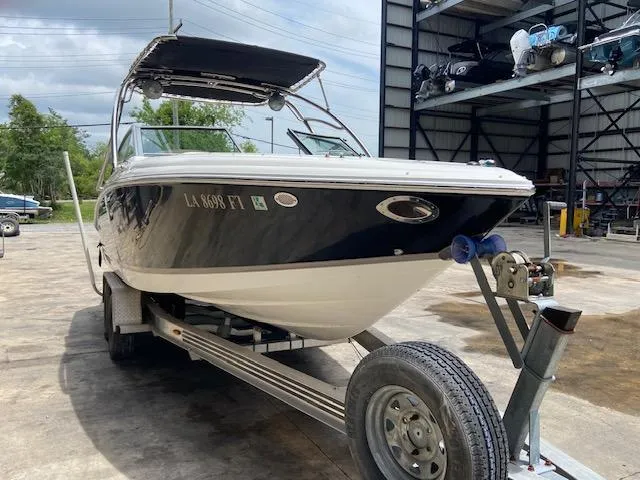 Slide: The Image of 2008 Cobalt 222 boat on trailer in storage facility. - 8