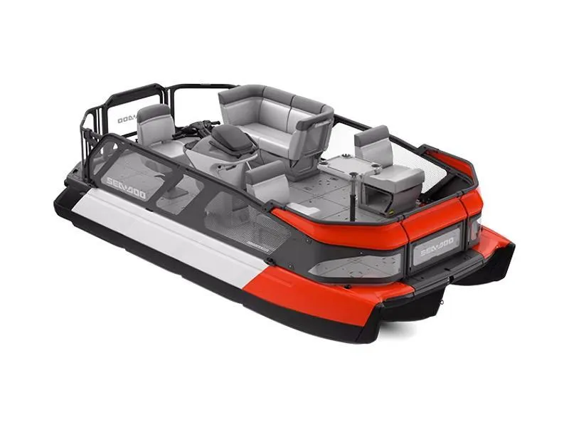 The Image of 2024 Sea-Doo 16-130 hp watercraft with red and gray seating. - 1