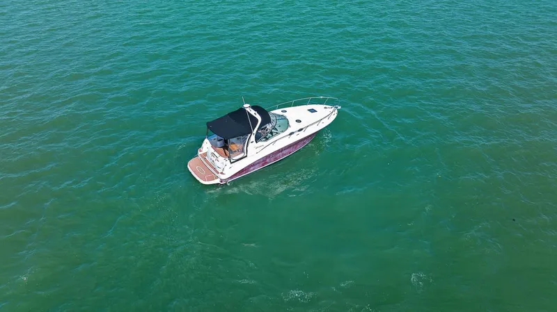 Slide: The Image of 2006 Sea Ray 320 Sundancer cruising on open water. - 32