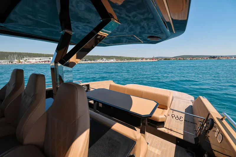 Slide: The Image of Luxurious 2025 Focus Forza 37 yacht interior with scenic ocean view. - 24